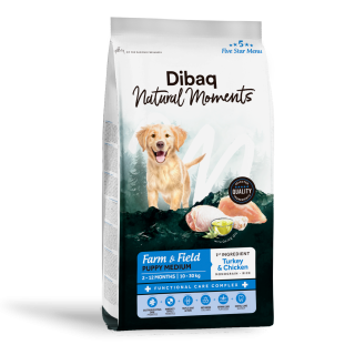 Dibaq Natural Moments 5 Star Pavo y Pollo Cachorro razas medianas 12 KG